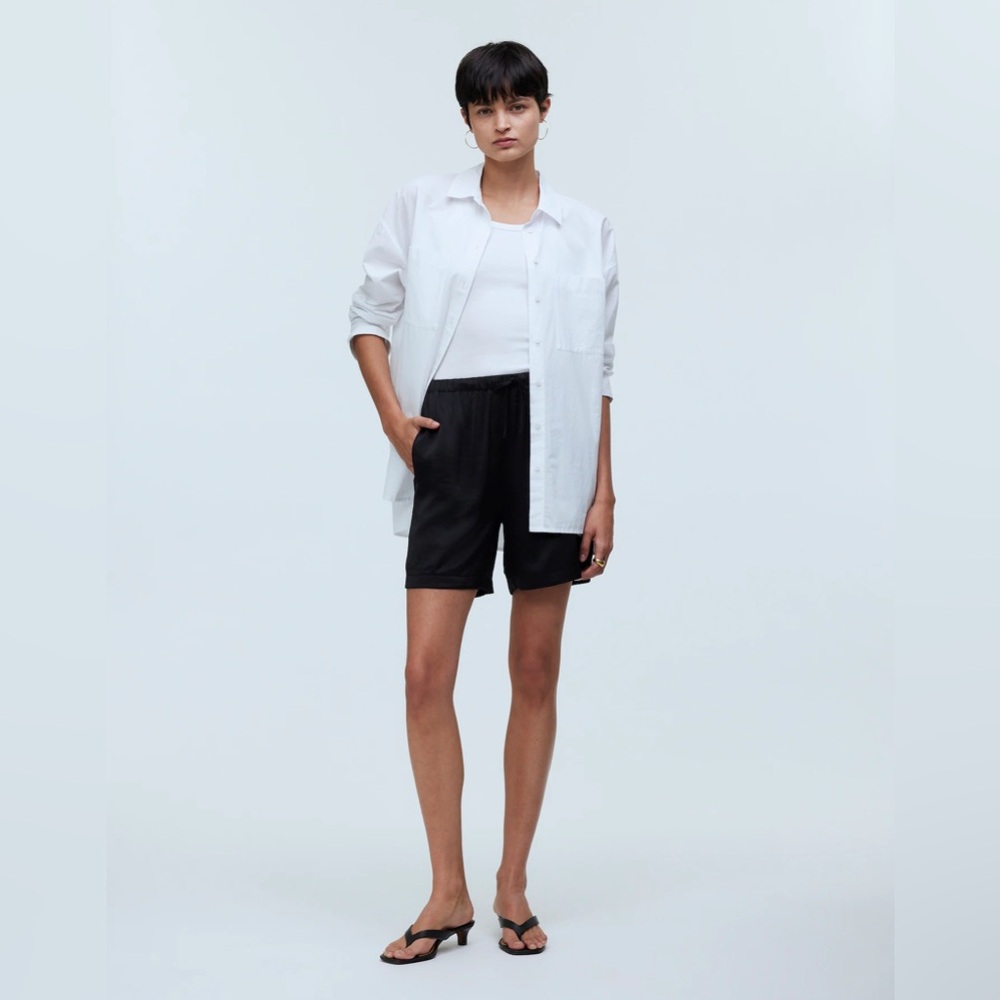 NWT Madewell black pull on satin shorts